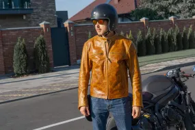 Men's Classic Motorcycle Jacket | Orange Brown Leather | Handcrafted