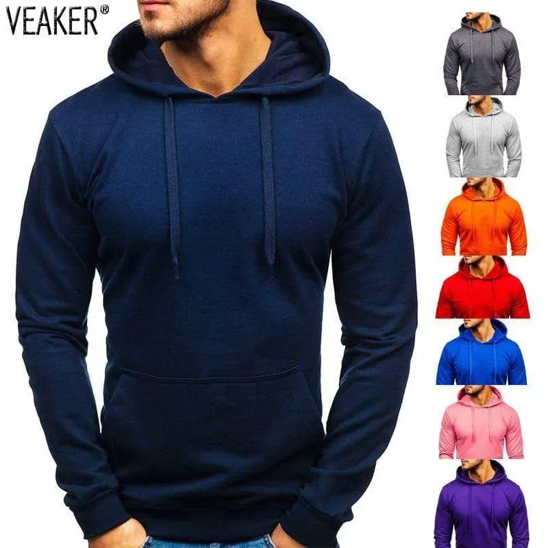 Men's Casual Hoodies Sweatshirts Male black gray Red Hooded Pullovers Solid Color Outerwear Tops 10 Colors M-3XL