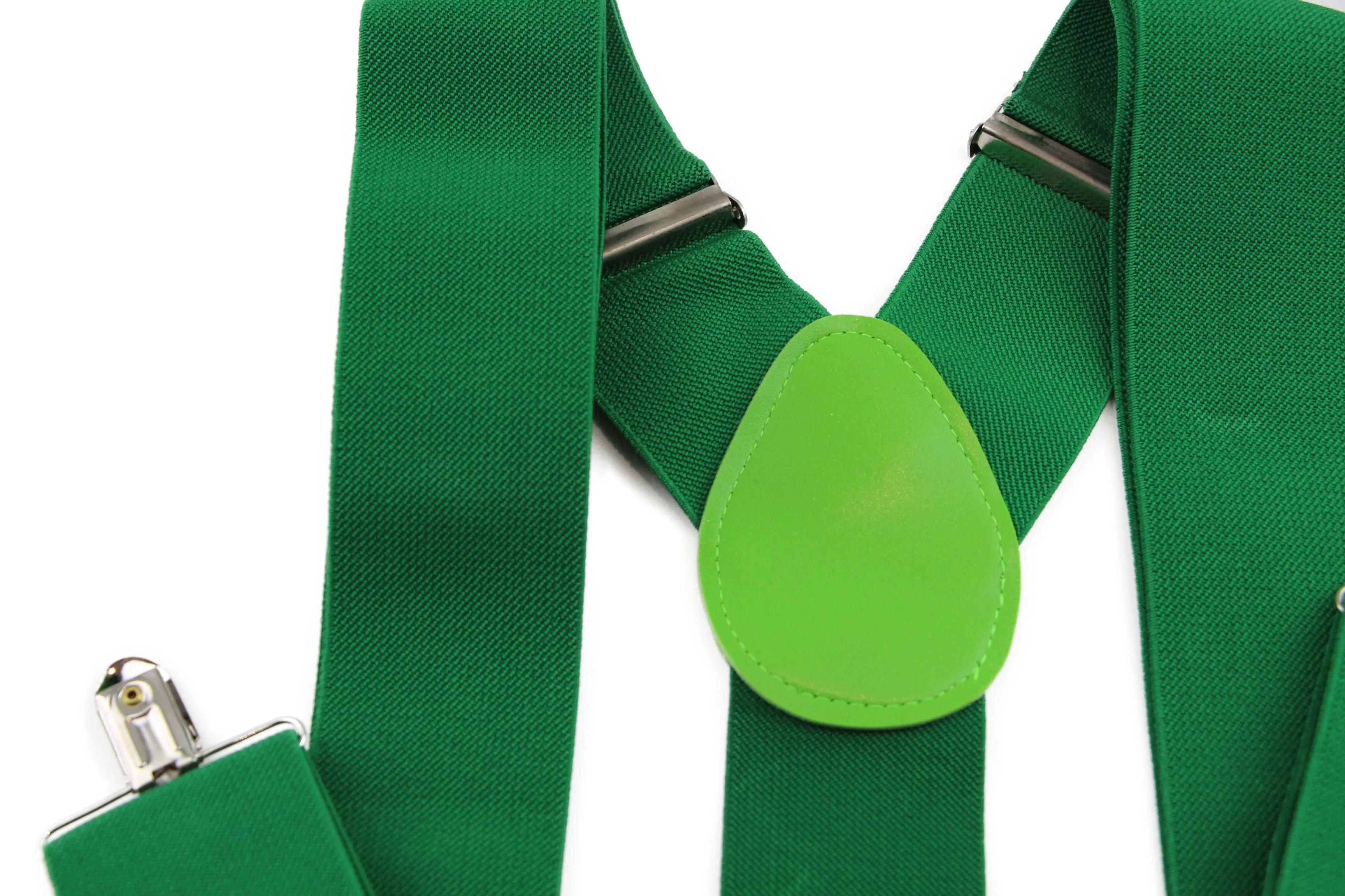 Extra Wide Heavy Duty Adjustable 120cm Green Adult Mens Suspenders