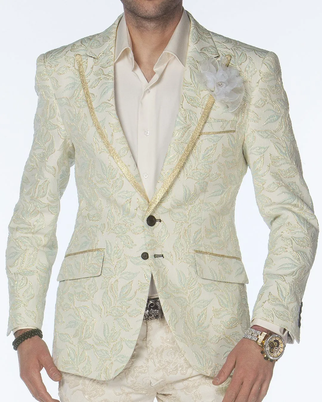 Mens tuxedo jacket - Prato Beige Green   - wedding - prom -  blazers