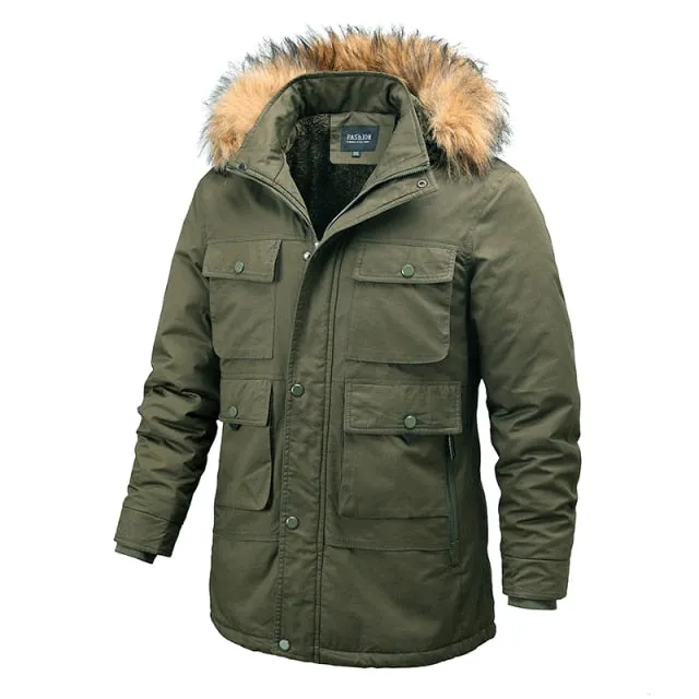 AshoreShop Mens Winter Warm Windproof Fur Collar Parka