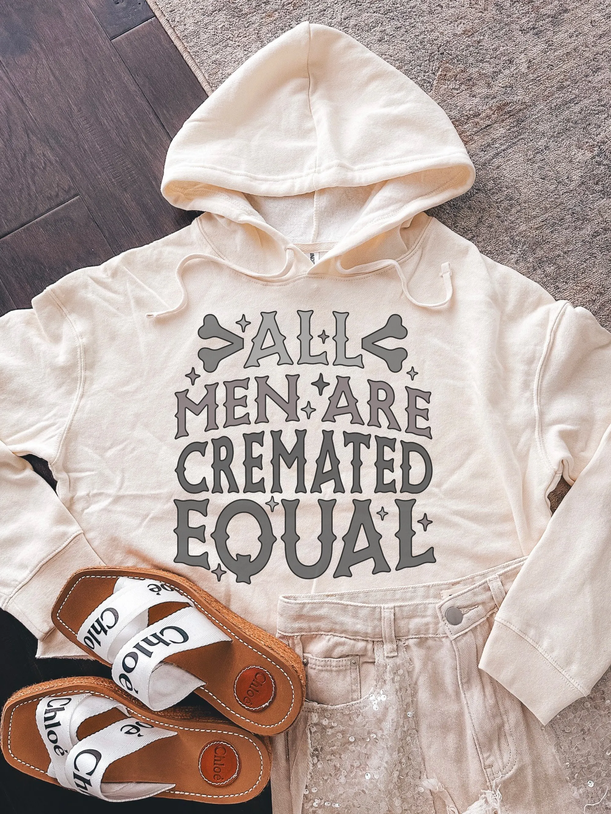 All Men Are Cremated Equal Cropped Hoodie