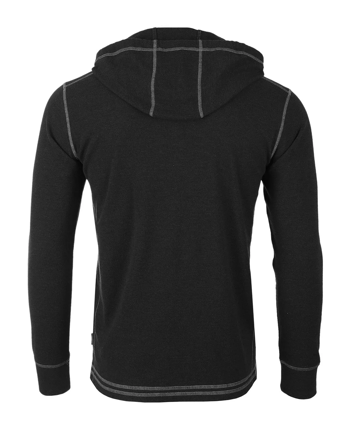 Black Men's Thermal Long Sleeve Lightweight Fashion Hooded Henley