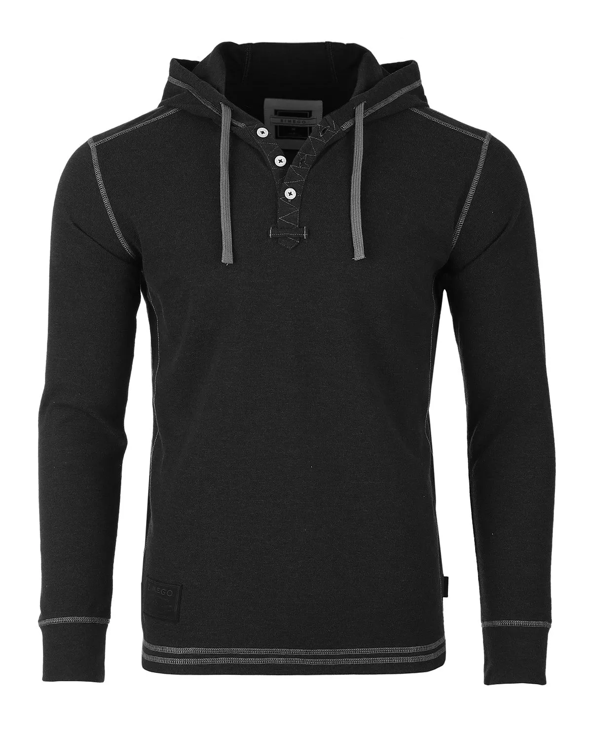 Black Men's Thermal Long Sleeve Lightweight Fashion Hooded Henley