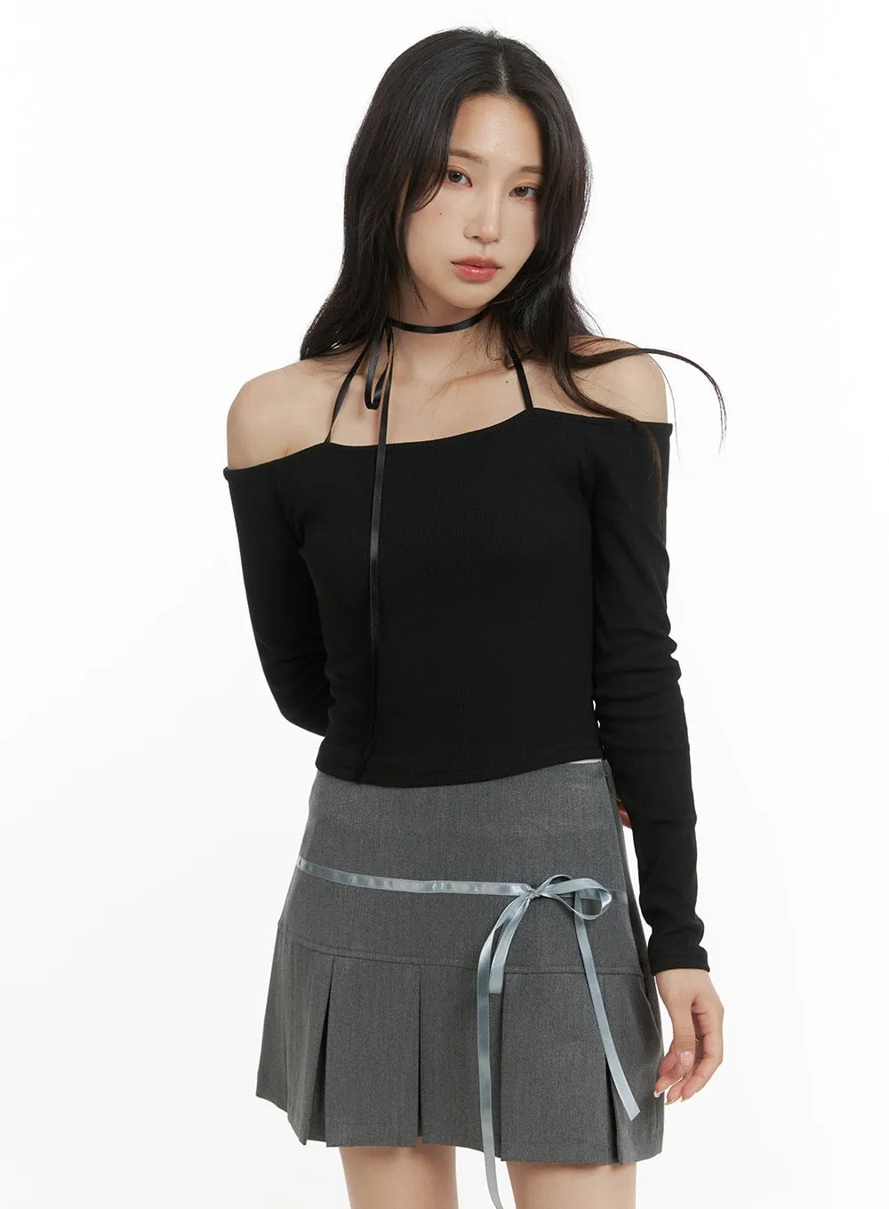 Neck Strap Off-Shoulder Crop Top CM426