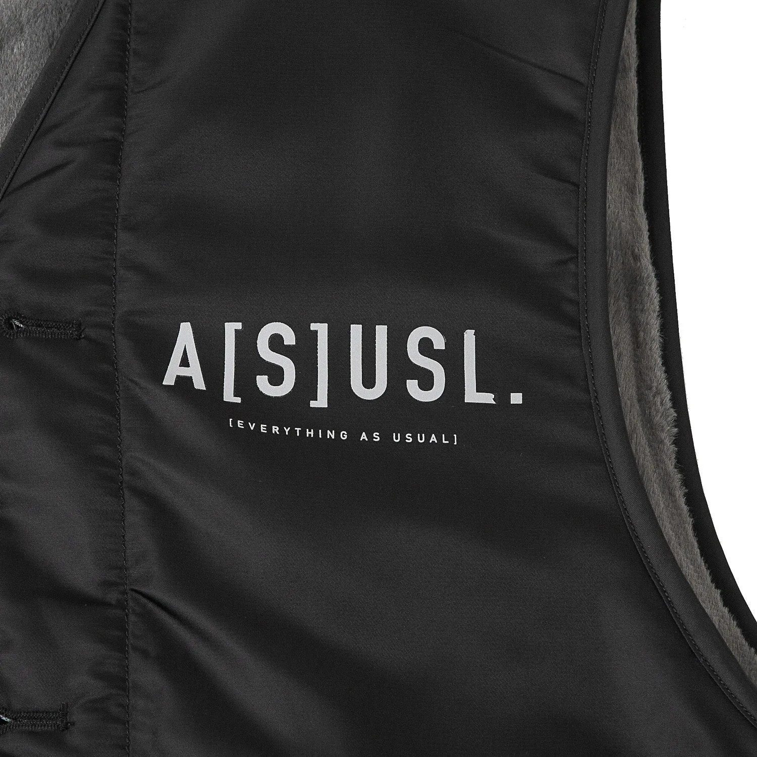 A[S]USL REVERSIBLE MILITARY VEST-BLACK/CHARCOAL