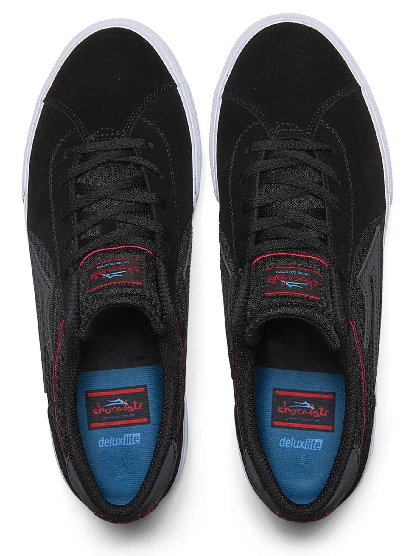 Lakai x Chocolate Flaco 2 Black/Red Suede Shoes