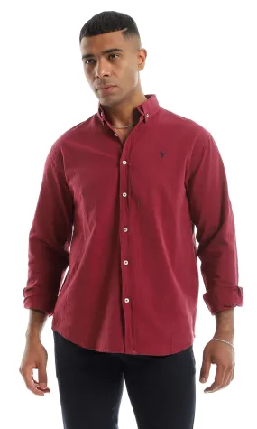 O151296 Burgundy Classic Collar Shirt With Long Sleeves