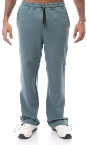 O174892 Slip On Jade Green Pants With Side Pockets