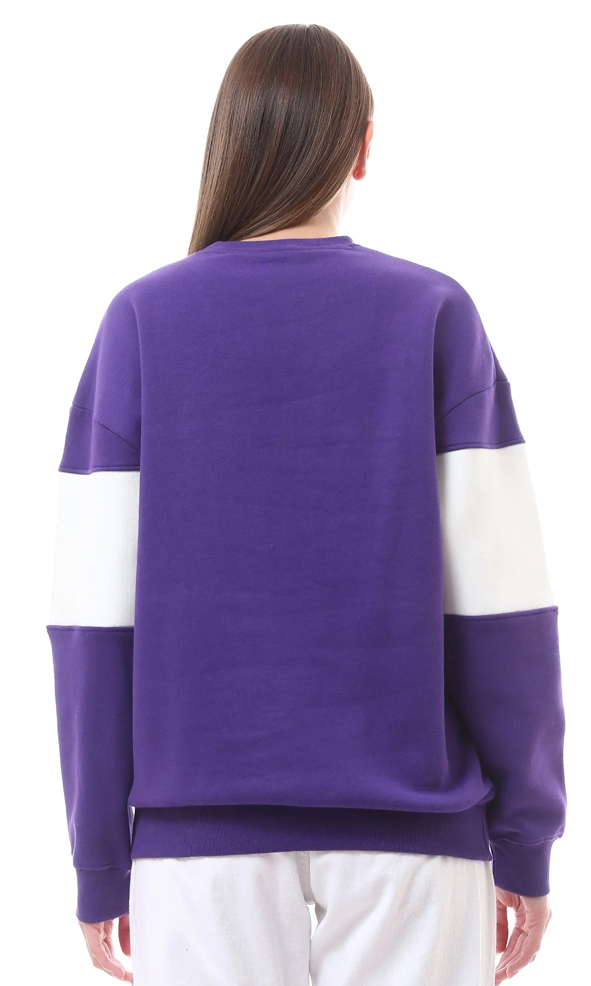 O175574 Dark Purple & White Printed "Virginia" Coziness Sweatshirt