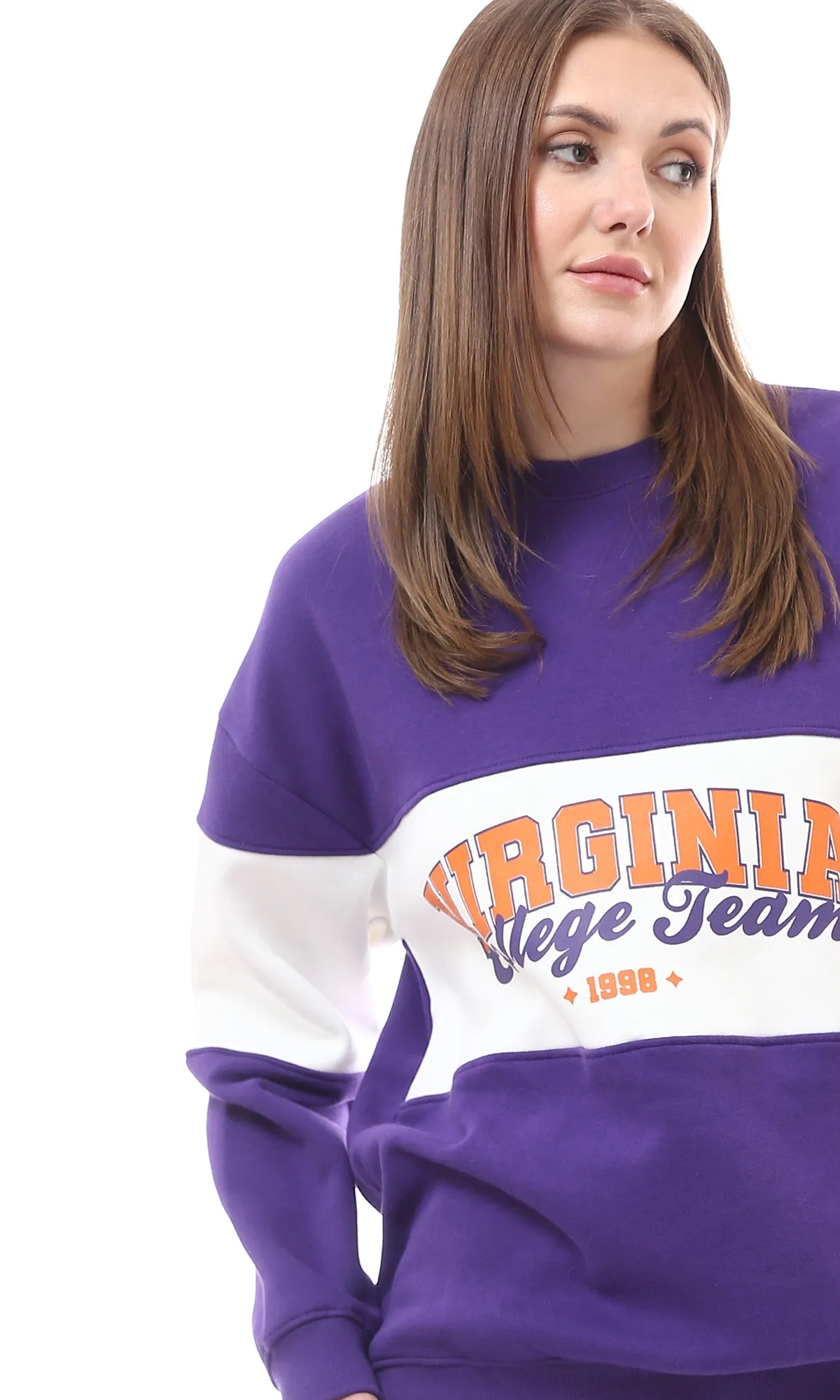 O175574 Dark Purple & White Printed "Virginia" Coziness Sweatshirt