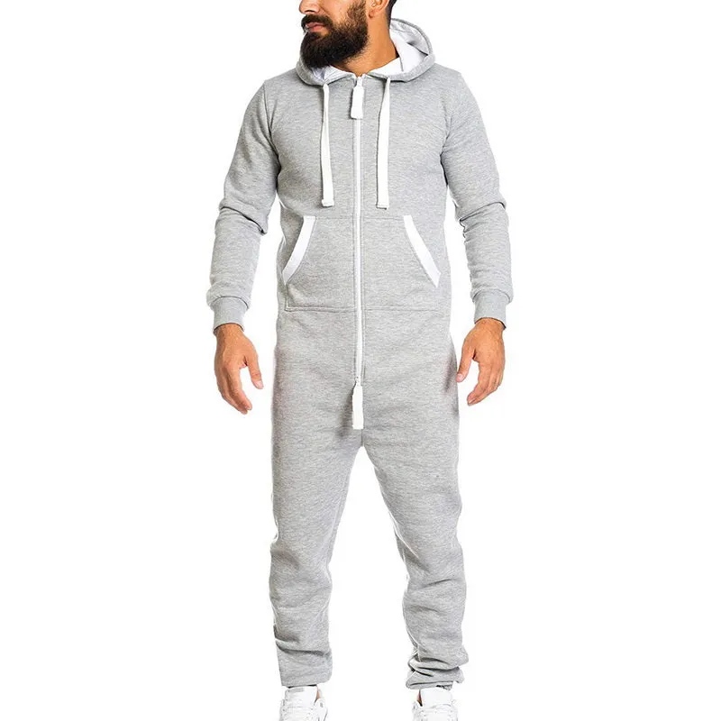 Men Running Sets Thickening Sports Jumpsuit Hoodie Outdoor Suit