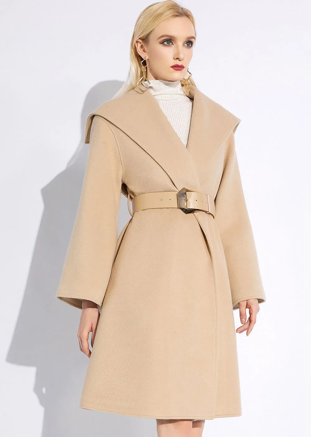 Rachel Tan Wool Wrap Coat