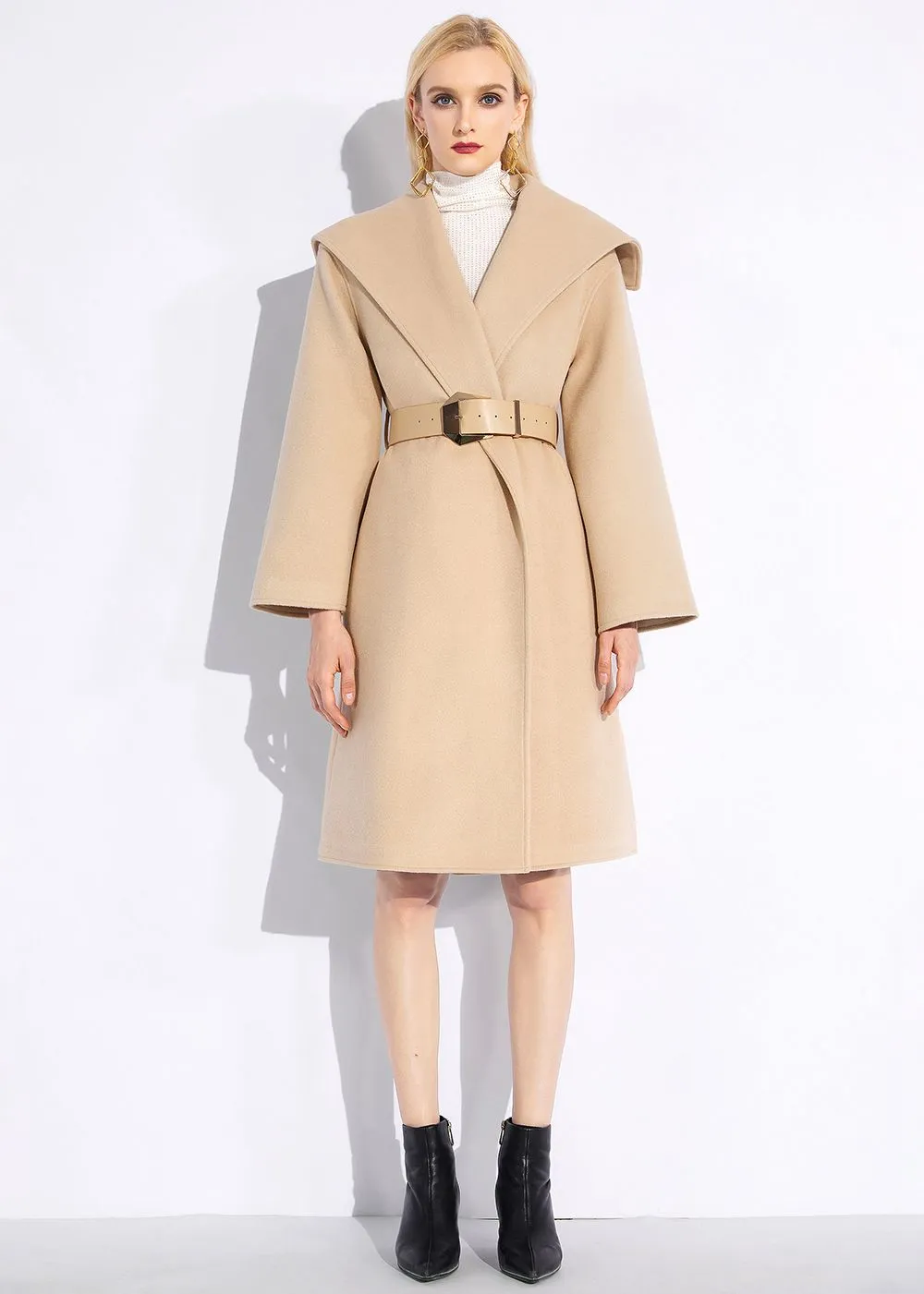 Rachel Tan Wool Wrap Coat