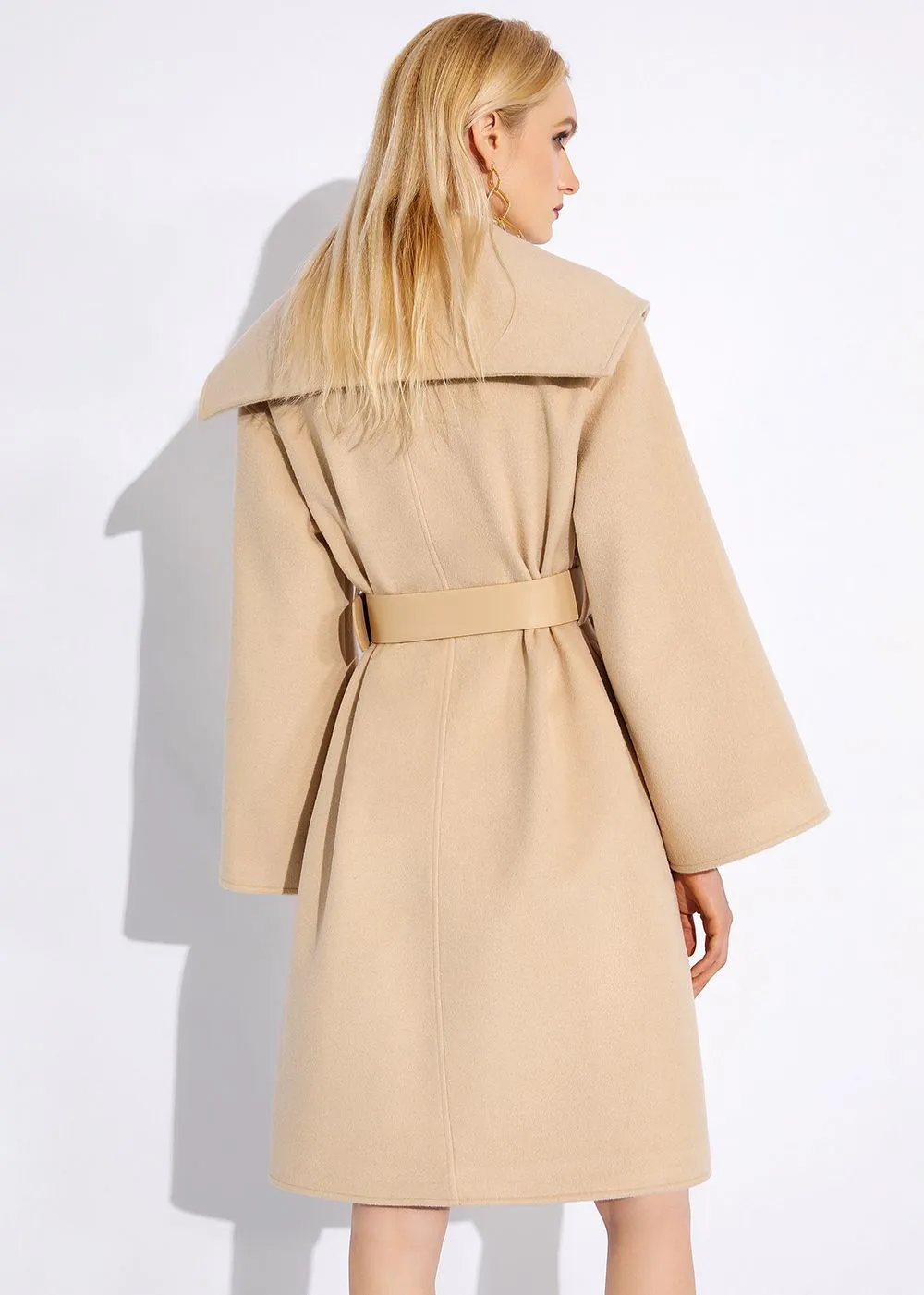 Rachel Tan Wool Wrap Coat