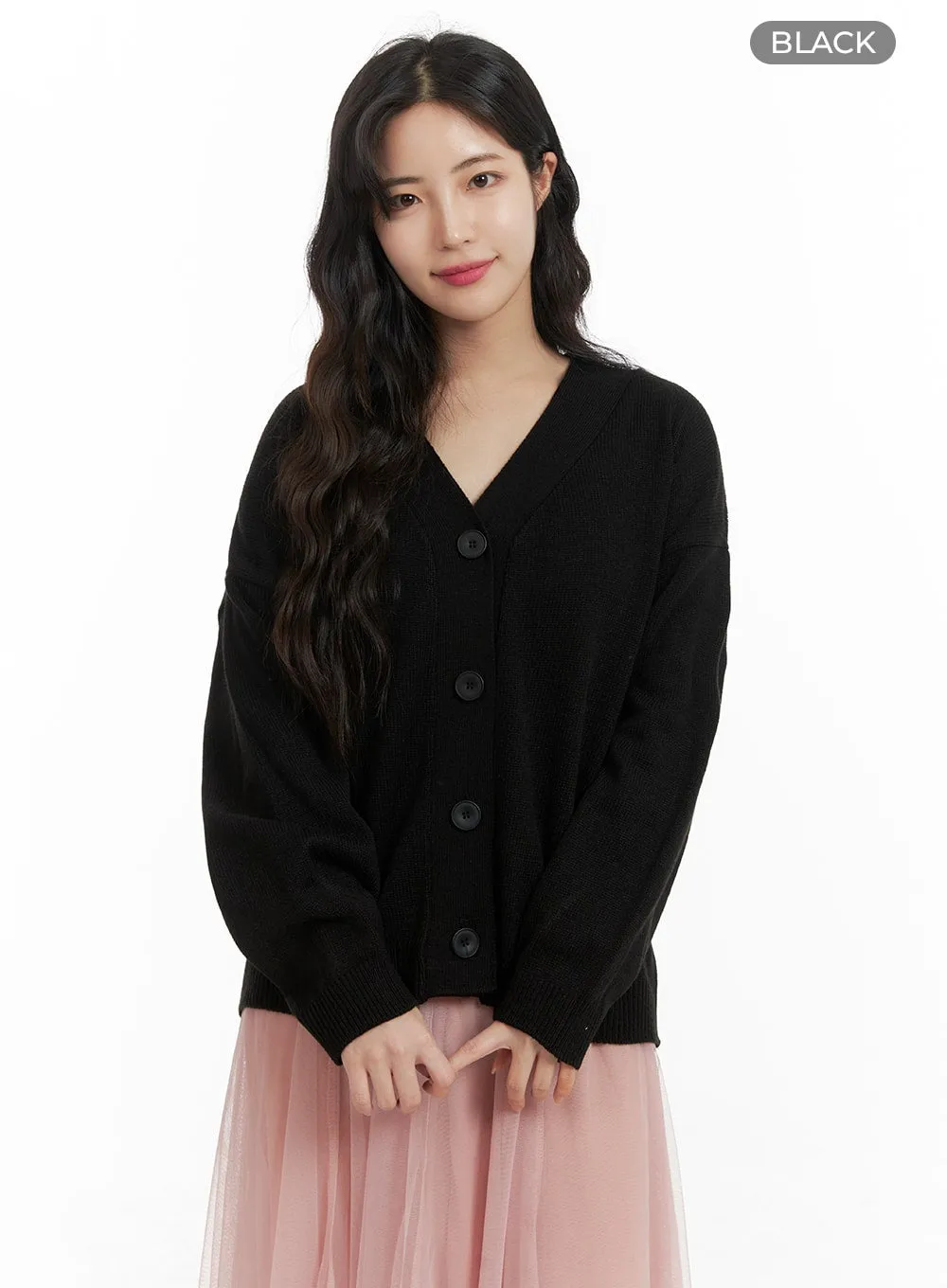 Oversized V-Neck Cardigan OM422