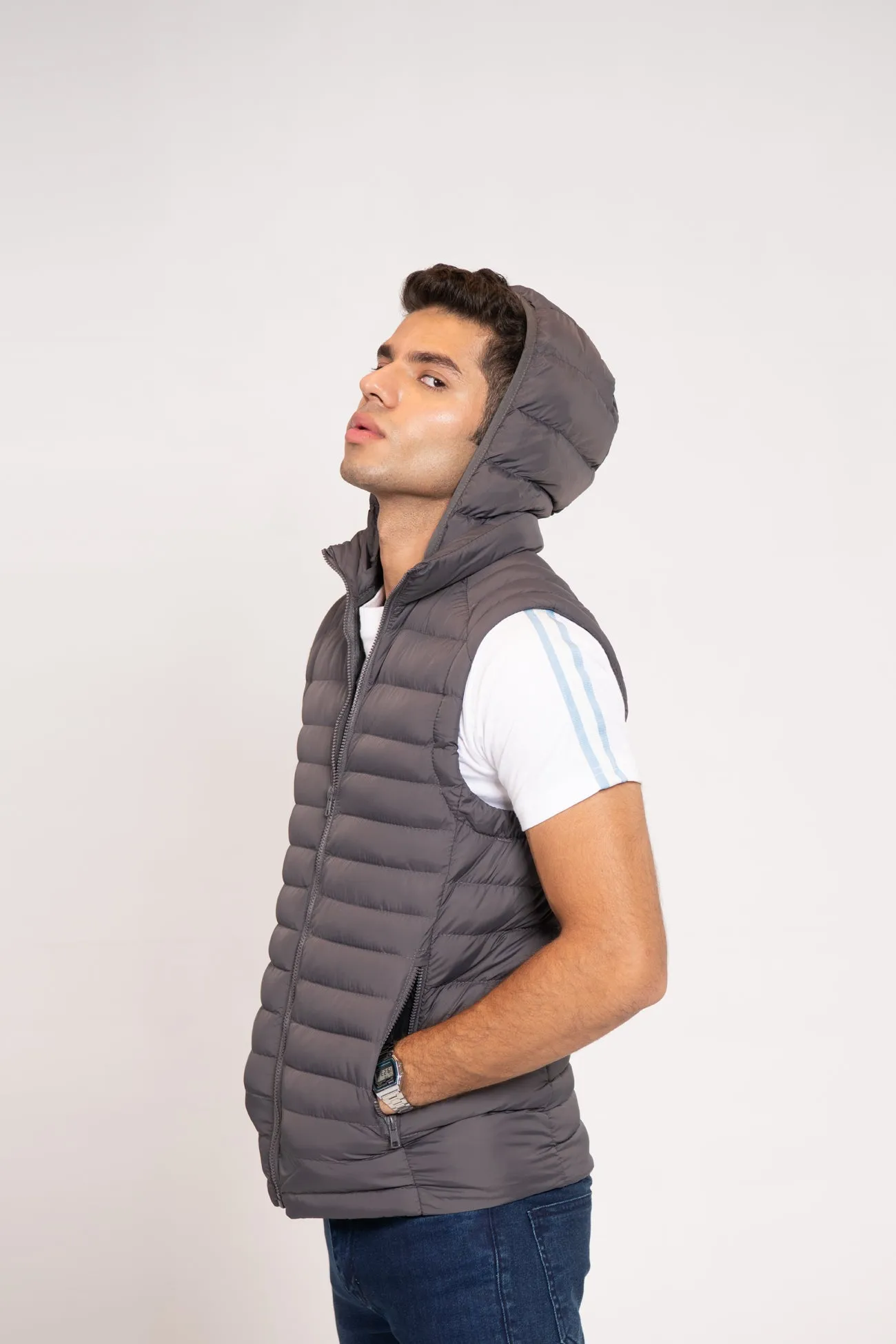 HOODED PUFFER GILET