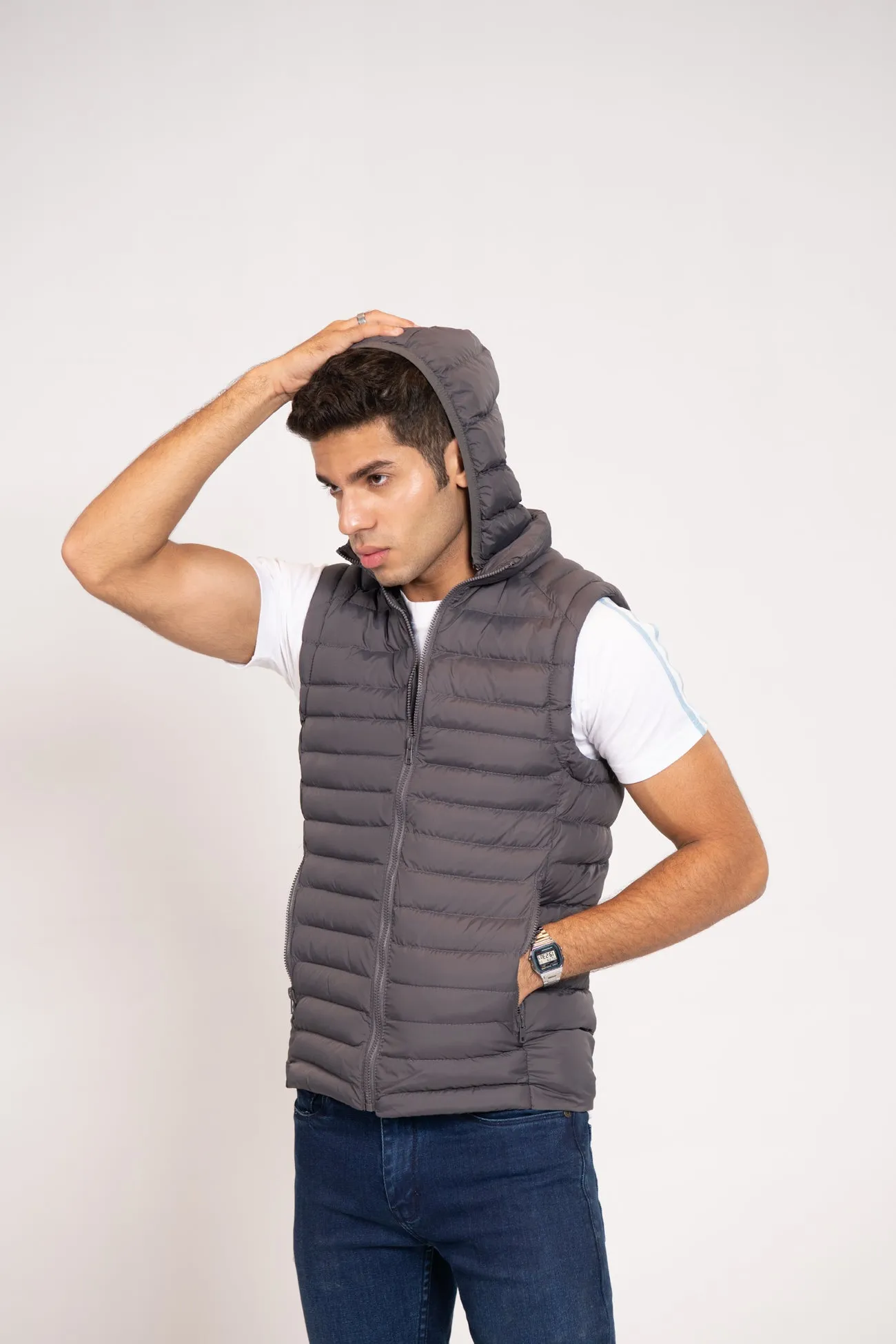 HOODED PUFFER GILET