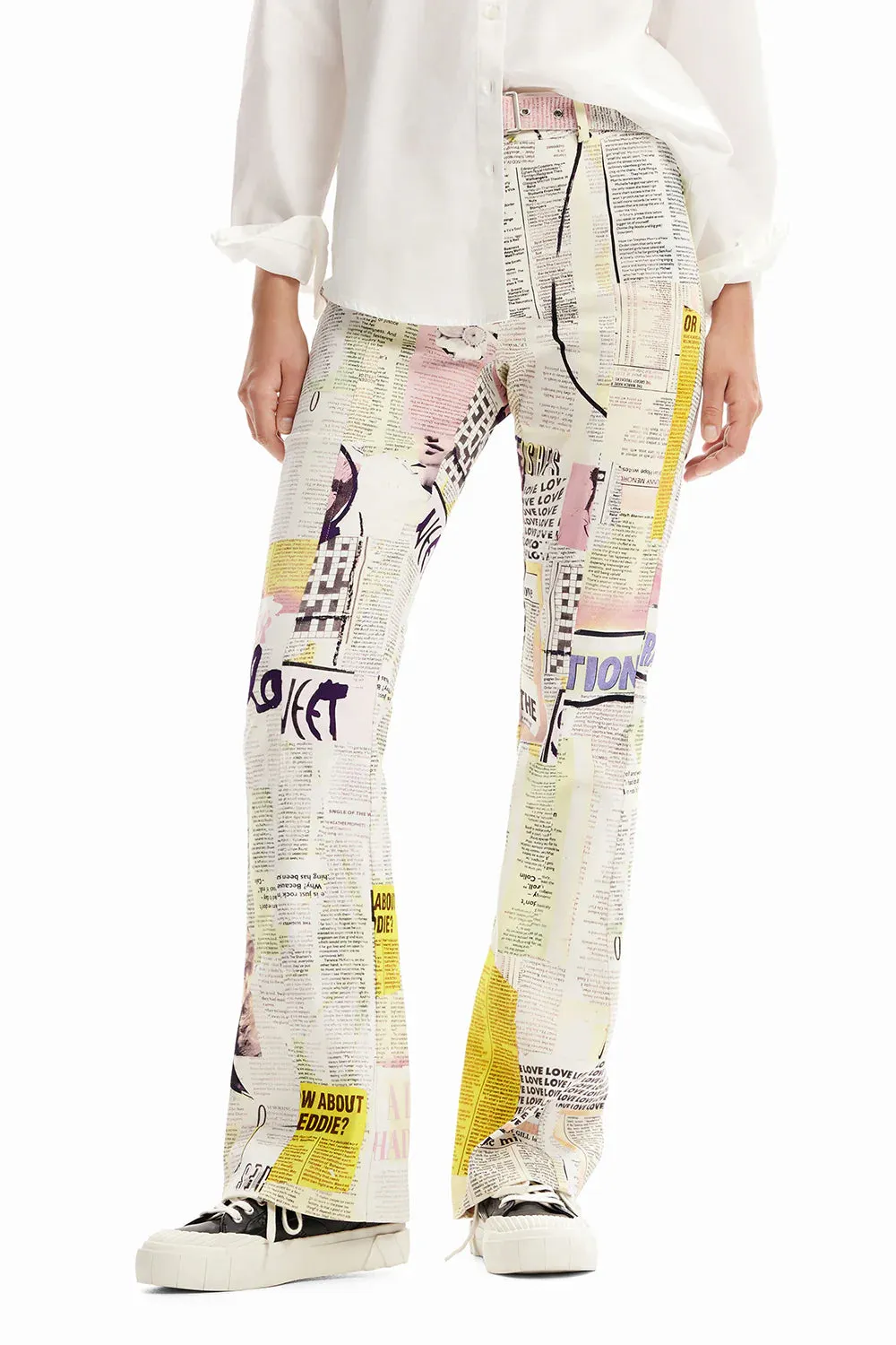 Desigual Newspaper Print Trousers