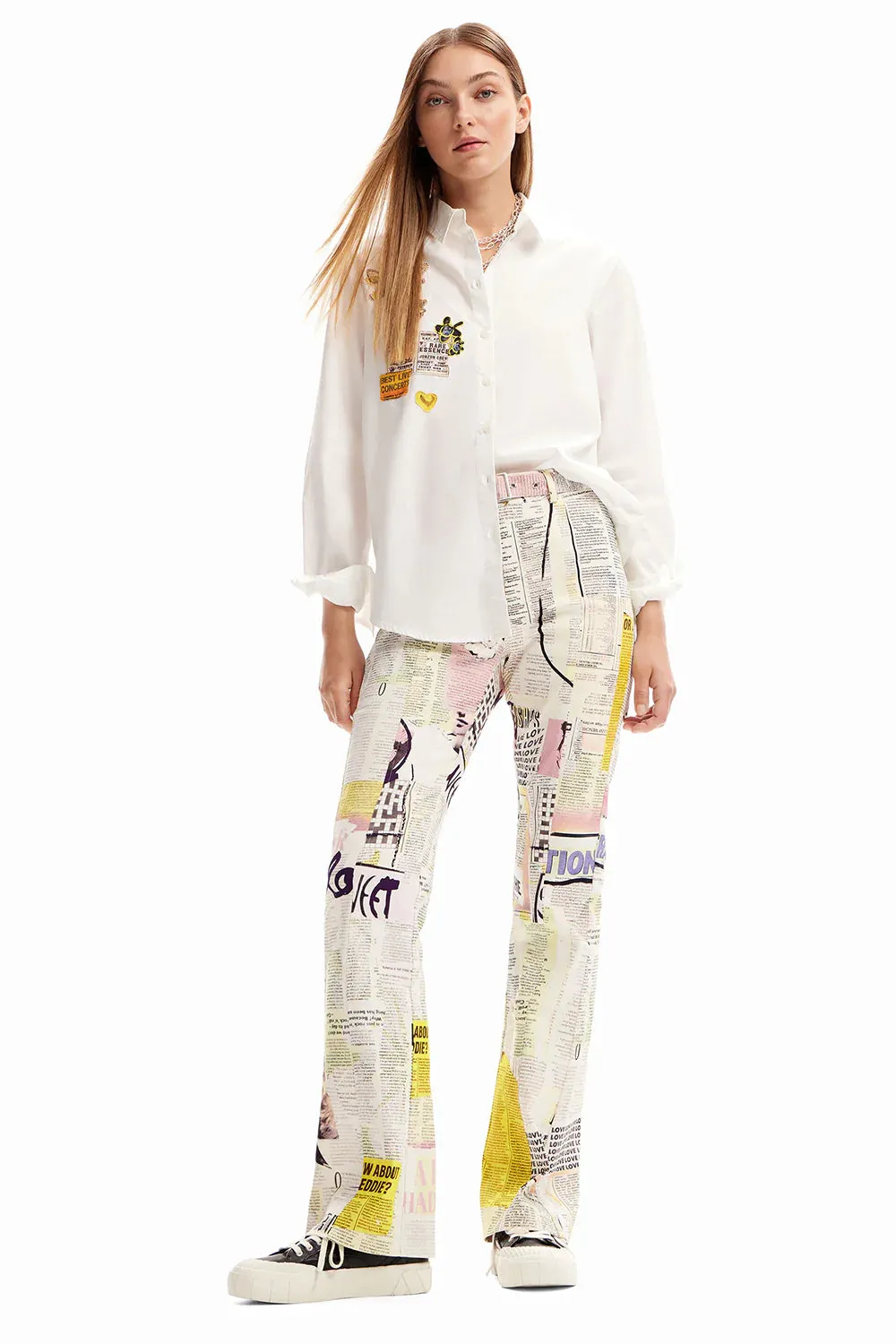 Desigual Newspaper Print Trousers