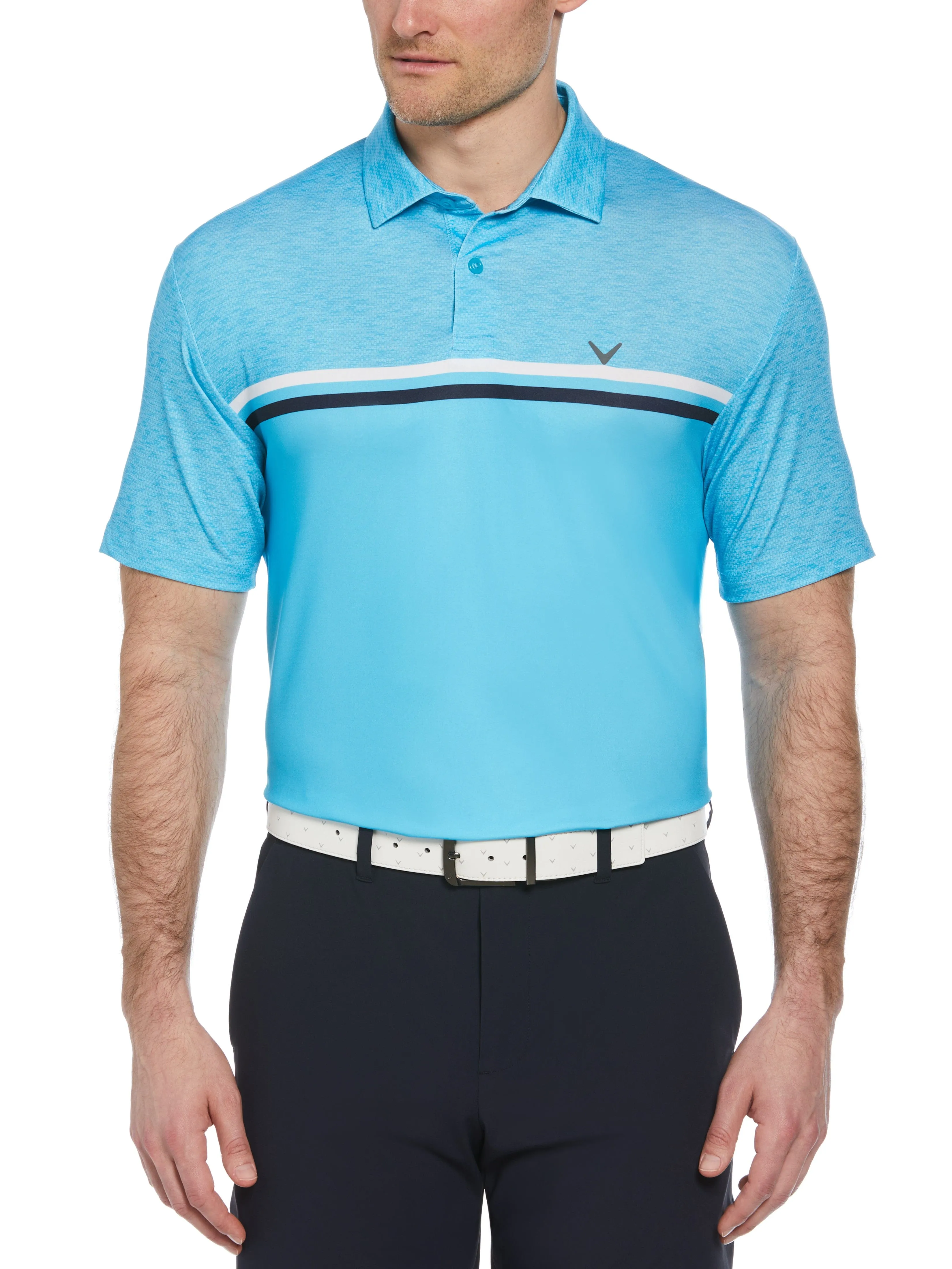 Mens Color Block Pattern Golf Polo