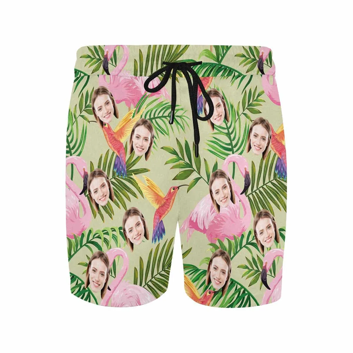 Personalized Swim Trunks Custom Face Birds Men's Quick Dry Swim Shorts Beach Swimsuit