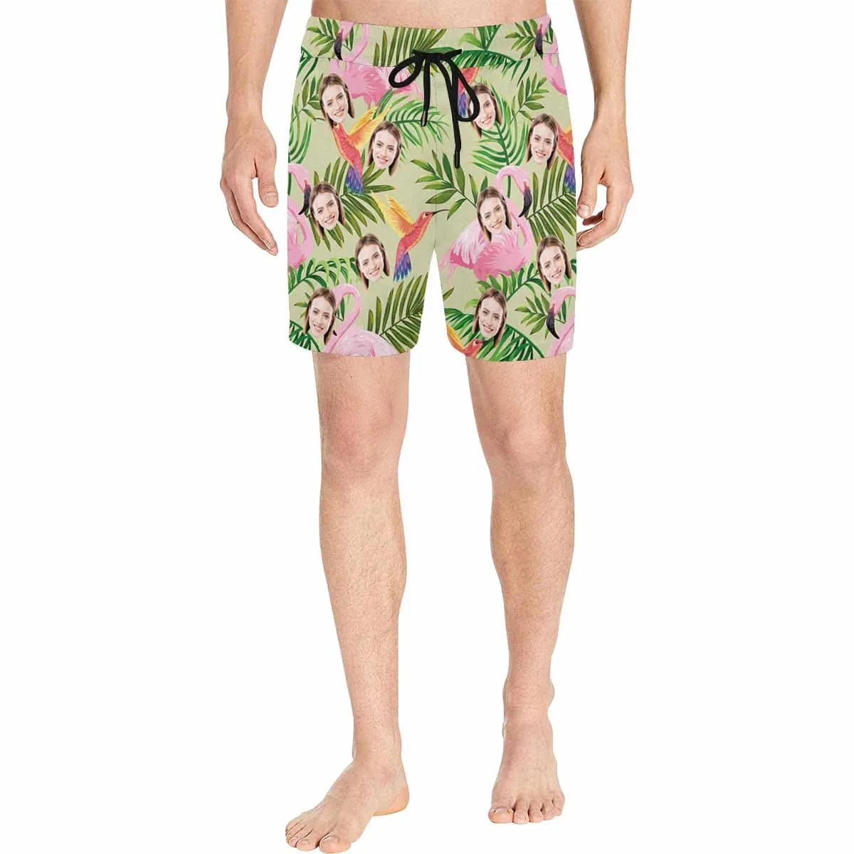 Personalized Swim Trunks Custom Face Birds Men's Quick Dry Swim Shorts Beach Swimsuit