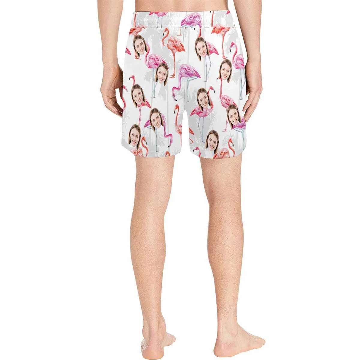 Personalized Swim Trunks Custom Face Flamingo Men's Quick Dry Swim Shorts Beach Swimsuit