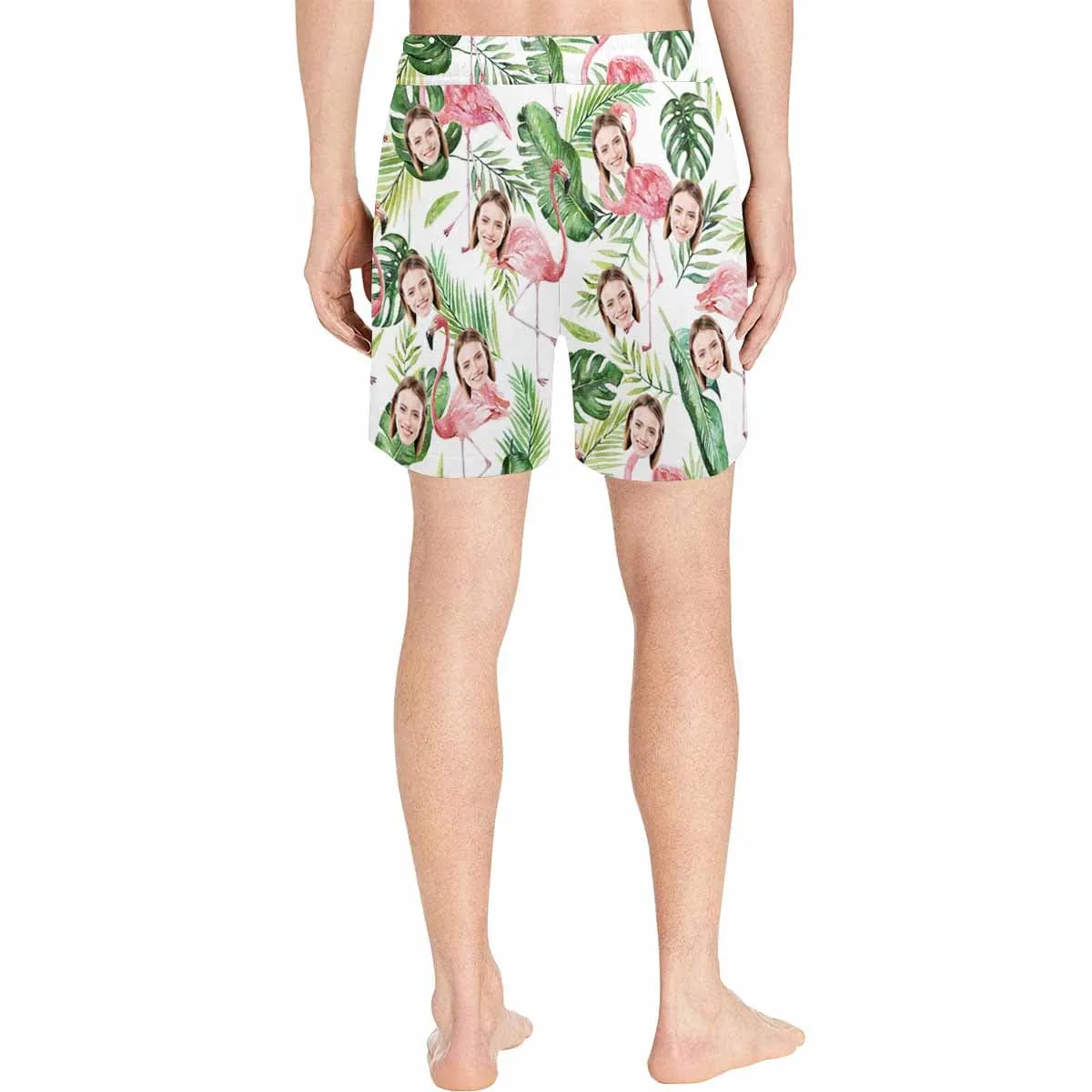 Personalized Swim Trunks Custom Face Flamingo Men's Quick Dry Swim Shorts Beach Swimsuit