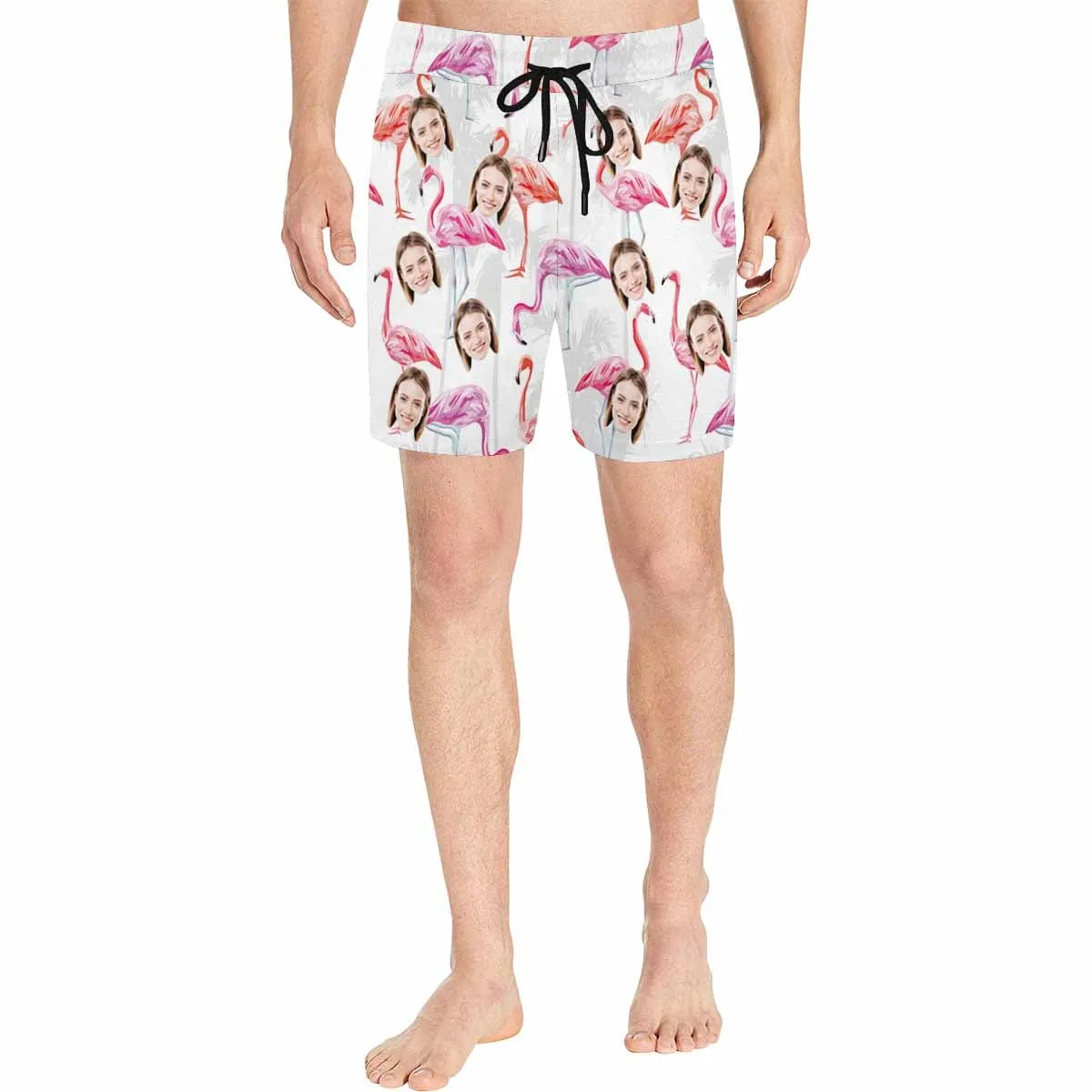 Personalized Swim Trunks Custom Face Flamingo Men's Quick Dry Swim Shorts Beach Swimsuit