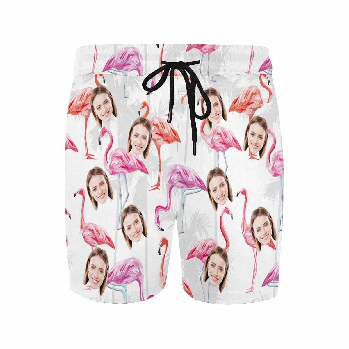 Personalized Swim Trunks Custom Face Flamingo Men's Quick Dry Swim Shorts Beach Swimsuit