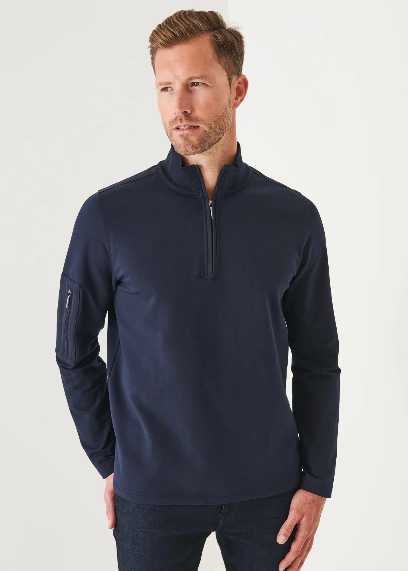 PIMA STRETCH FLEECE QUARTER-ZIP