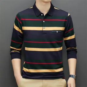 Polo Shirt Men 95% Cotton Long Sleeve Multi-color