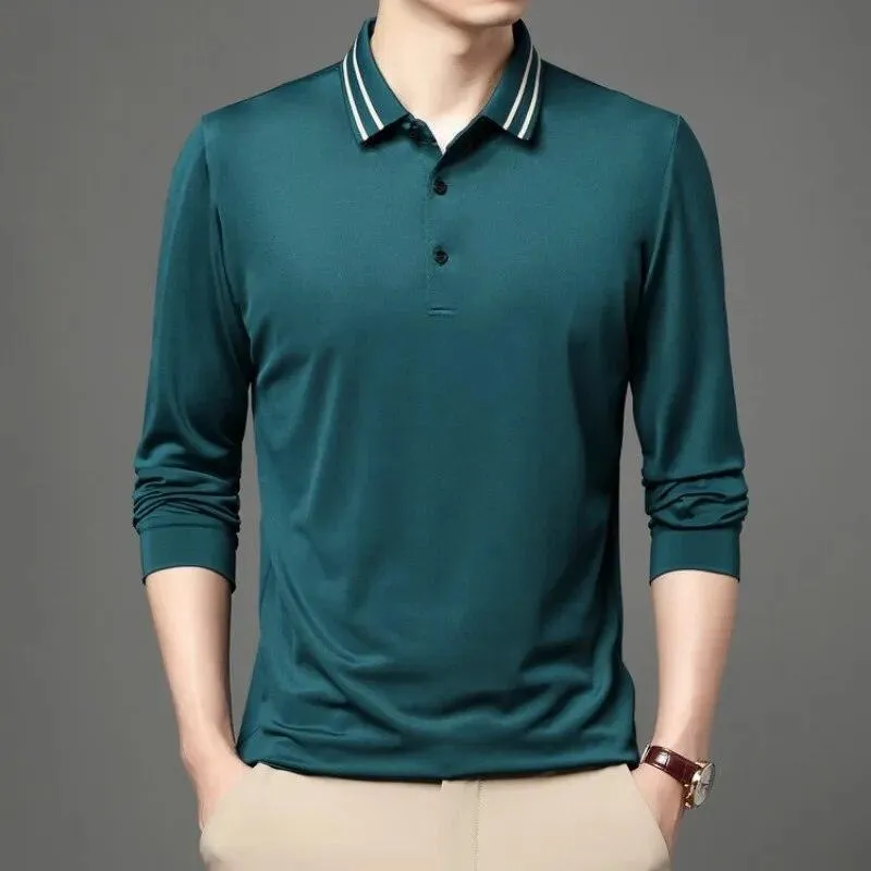 Striped Collar Men Polo Shirt