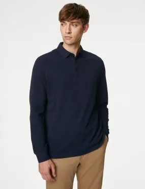 Pure Cotton Long Sleeve Polo Shirt