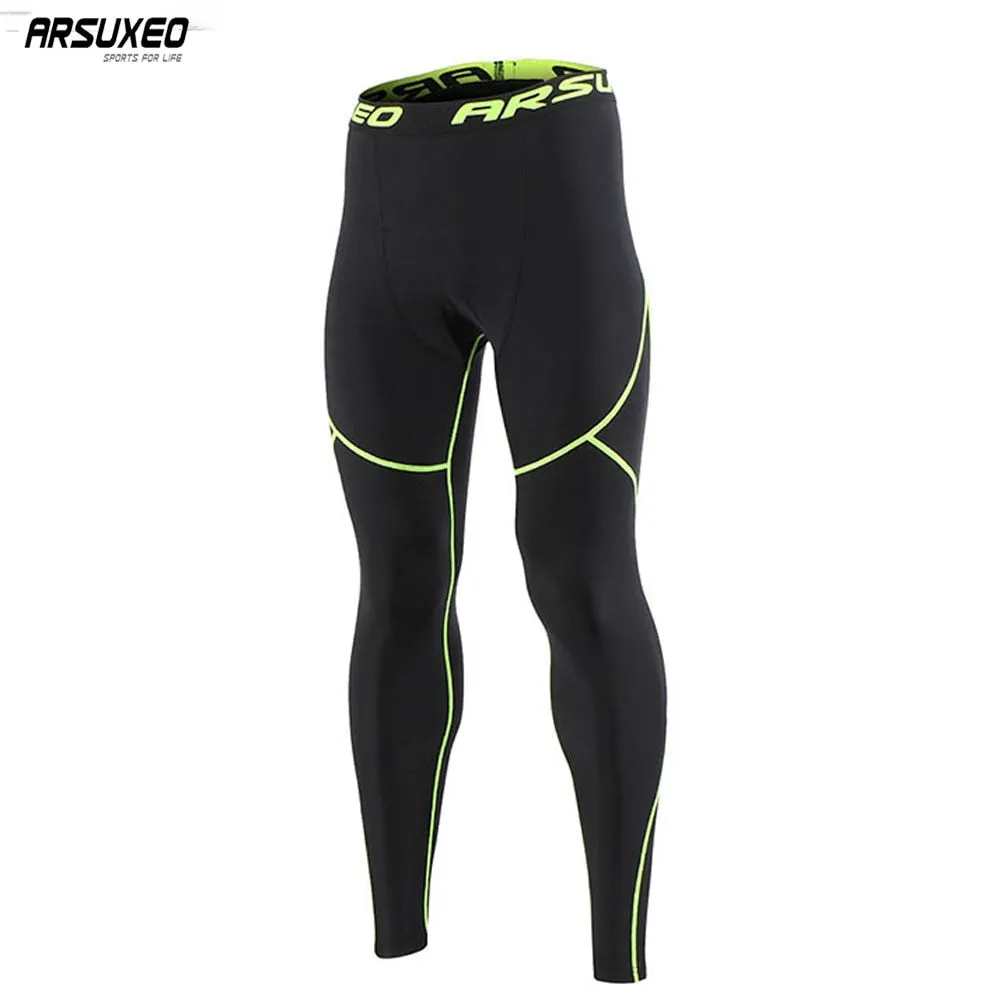 ARSUXEO Men's Winter Thermal Warm Up Fleece Compression Tights Cycling Base Layers Training Running Tights Pants U81K