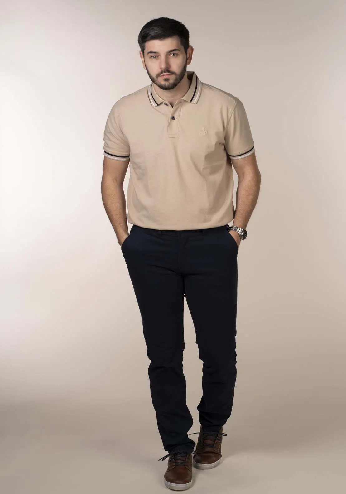 Mens Beige Polo Shirt