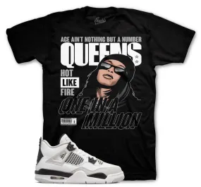 Retro 4 Military Black Shirt - Queens - Black