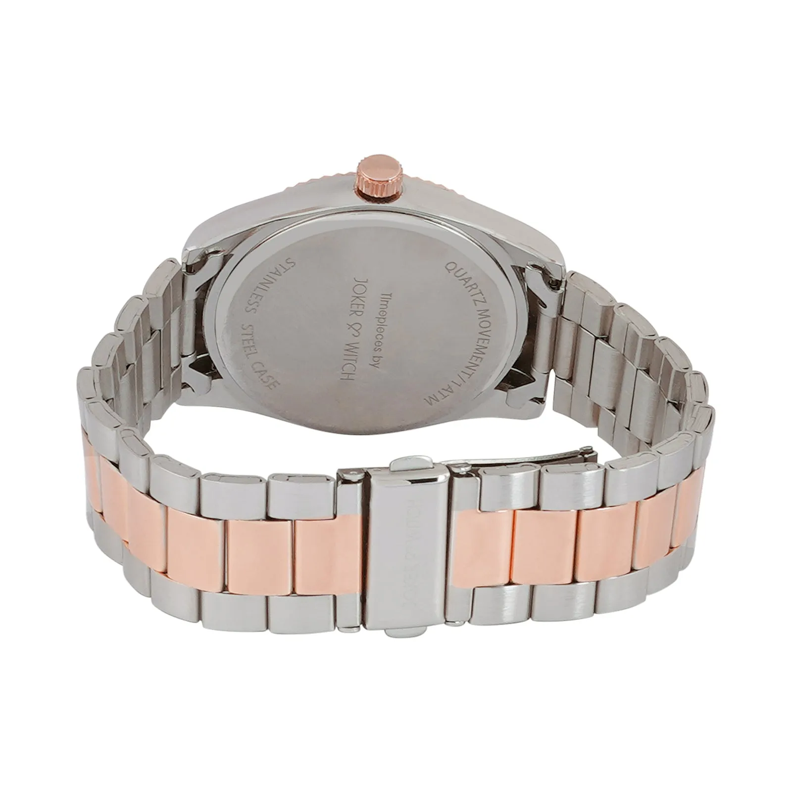 Leigh Rosegold Dial Dualtone Metallic Strap Watch