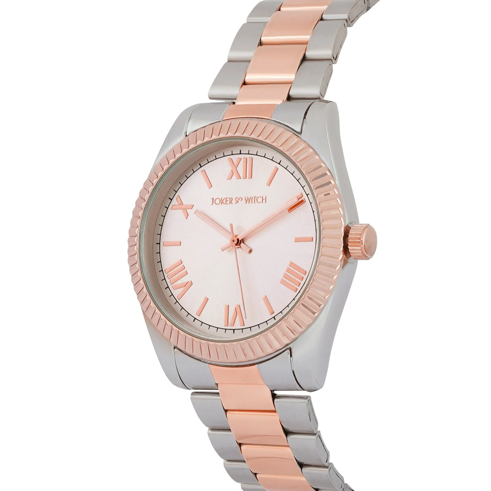 Leigh Rosegold Dial Dualtone Metallic Strap Watch