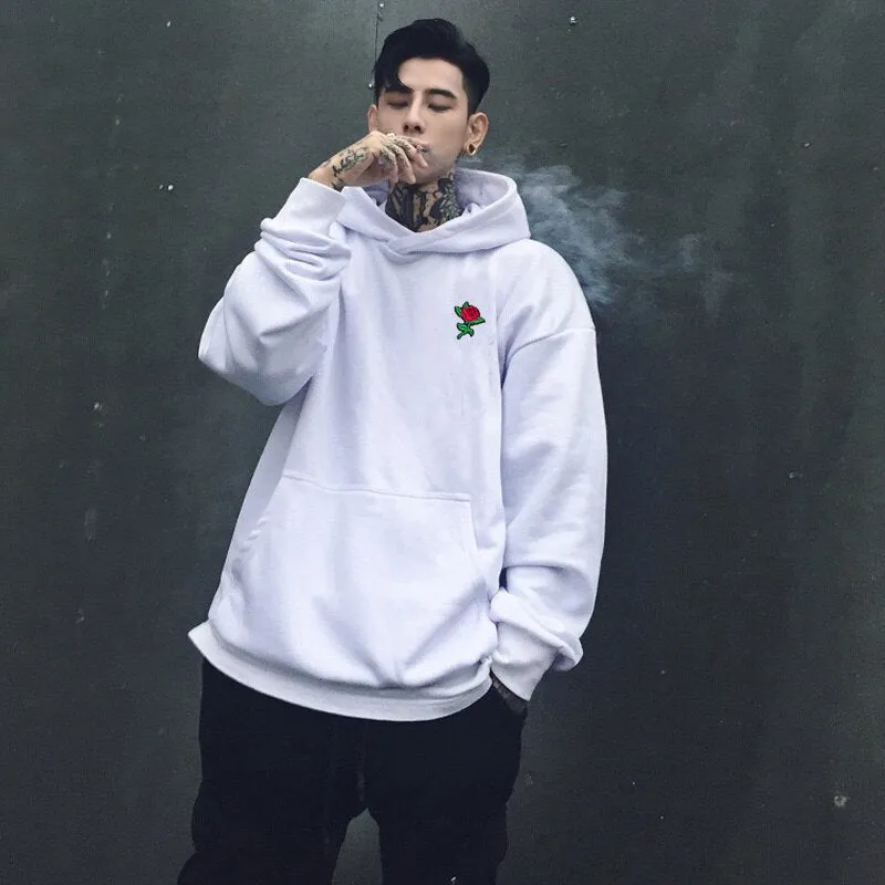 Rose Embroidery Oversize Hoodie