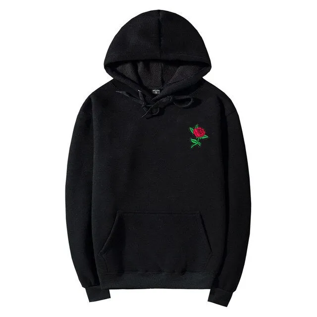 Rose Embroidery Oversize Hoodie