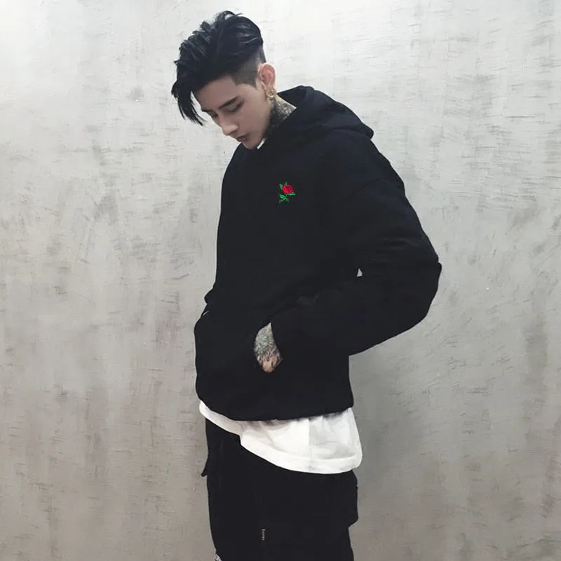 Rose Embroidery Oversize Hoodie