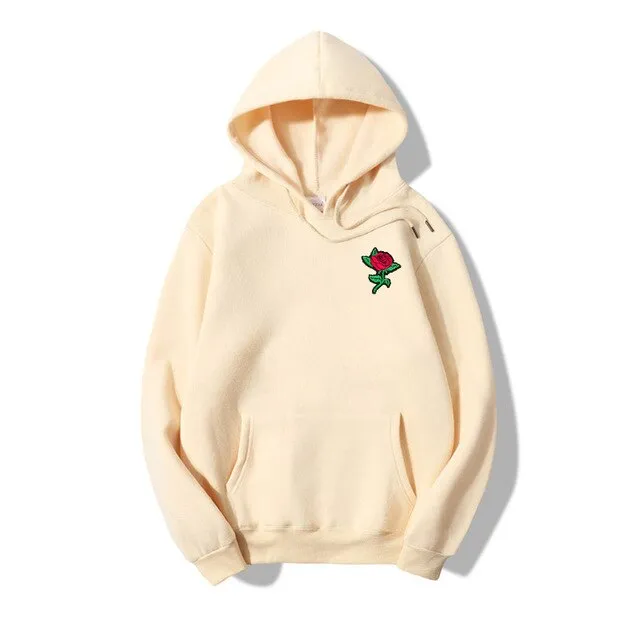 Rose Embroidery Oversize Hoodie