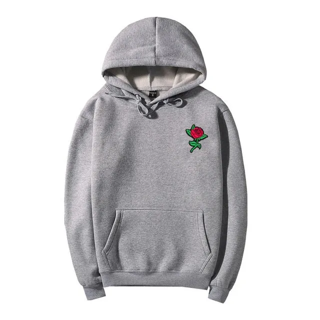 Rose Embroidery Oversize Hoodie