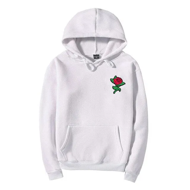 Rose Embroidery Oversize Hoodie