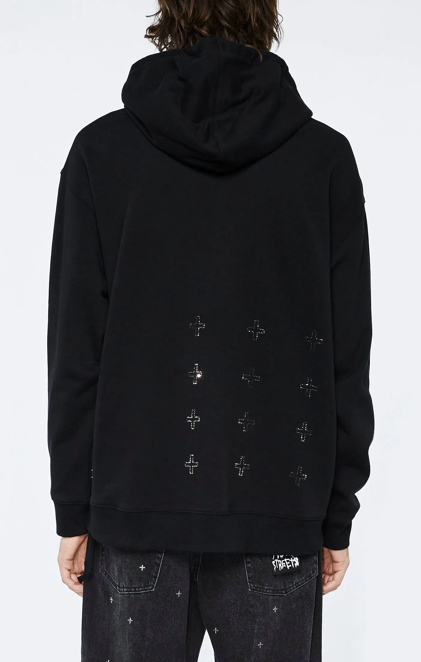 KSUBI KRYSTAL BLING BIGGIE HOODIE BLACK