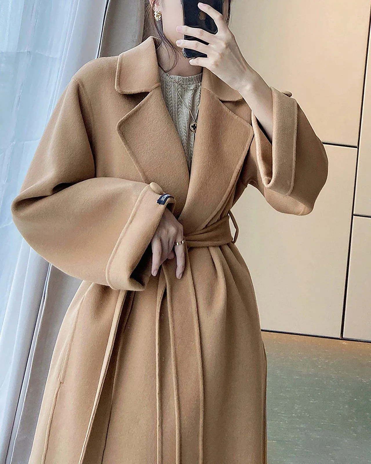 Deborah Relaxed Belted Double Face Wool Coat