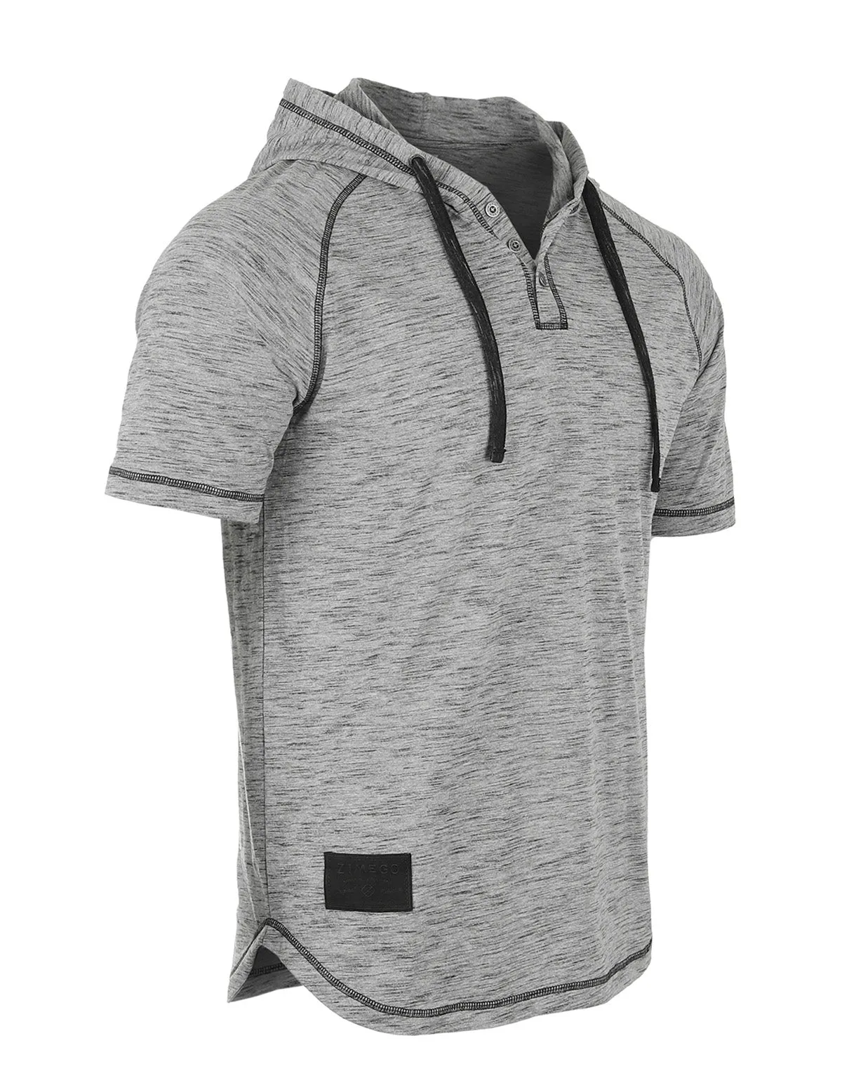 ZIMEGO Men's Short Sleeve Raglan Henley Hoodie