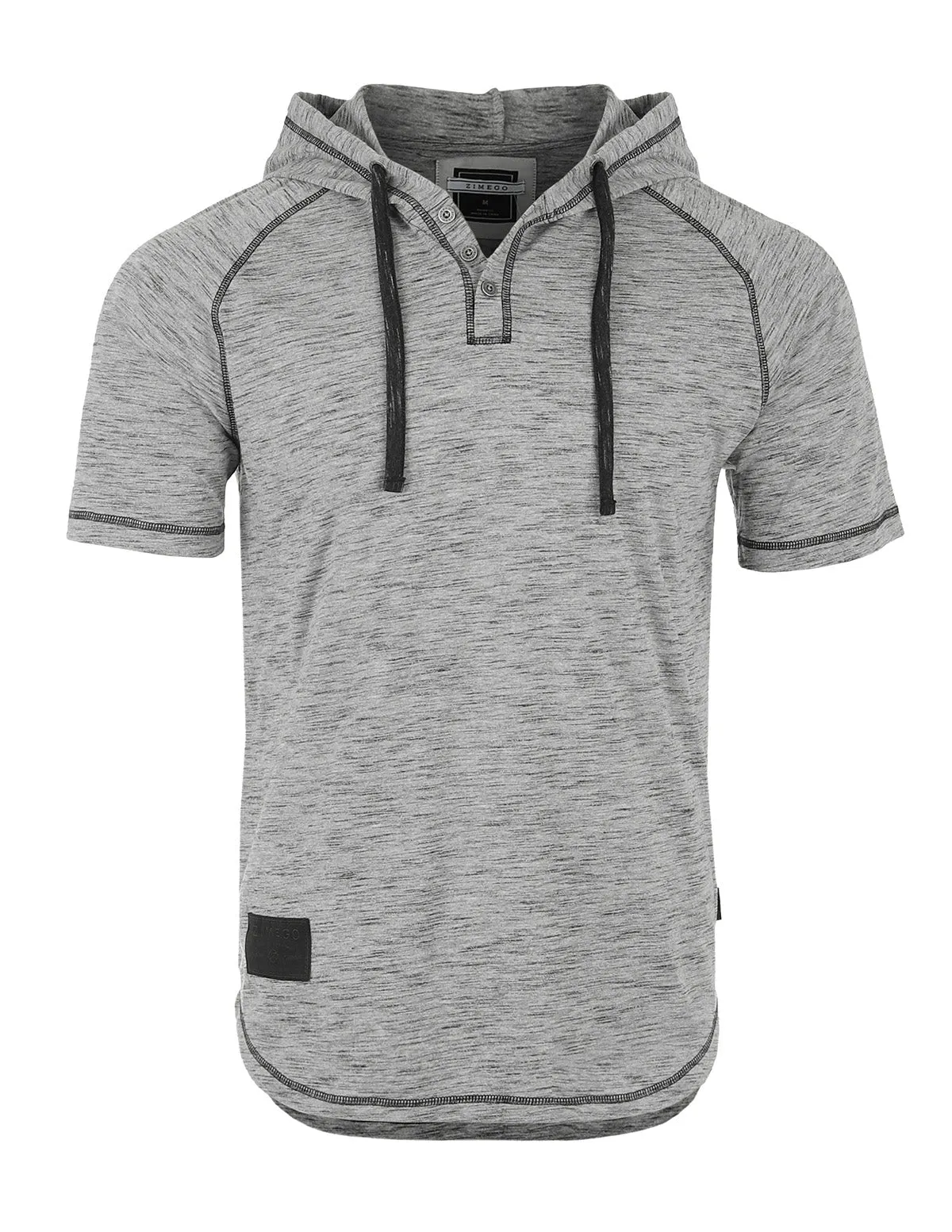 ZIMEGO Men's Short Sleeve Raglan Henley Hoodie